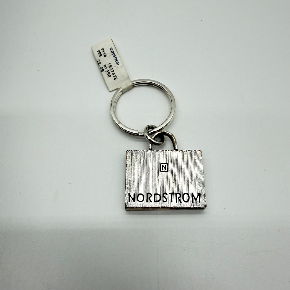 Nordstrom Silver Tone Shopping Bag Charm Keychain Logo N1998 New With Tag
